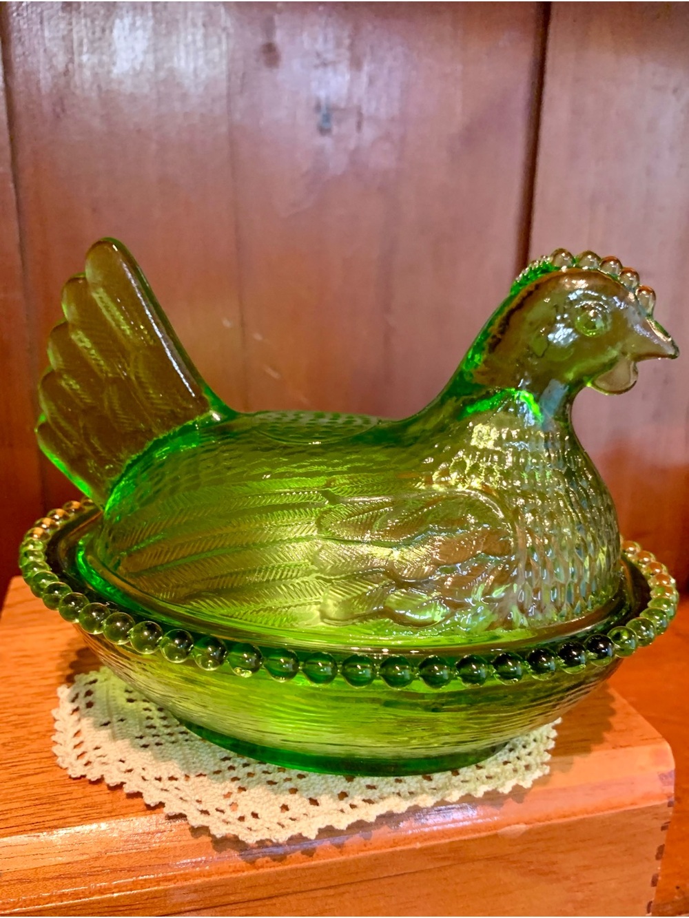 Rosso Indiana-Style 7” Green Glass HON, Import